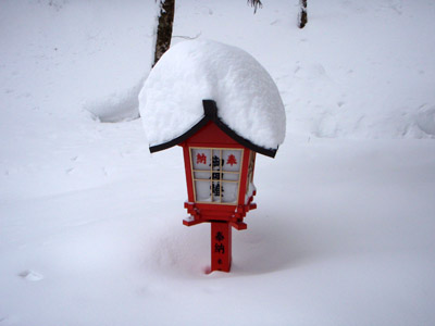 雪の大神山神社参道